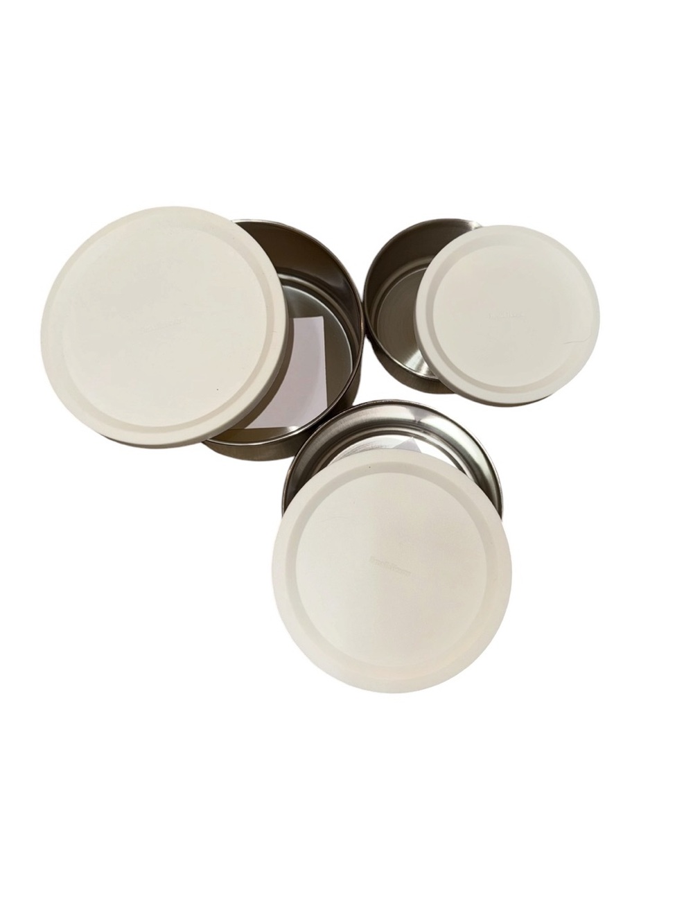 White Stainless Steel Nesting Food Containers - Picture 3 of 5
